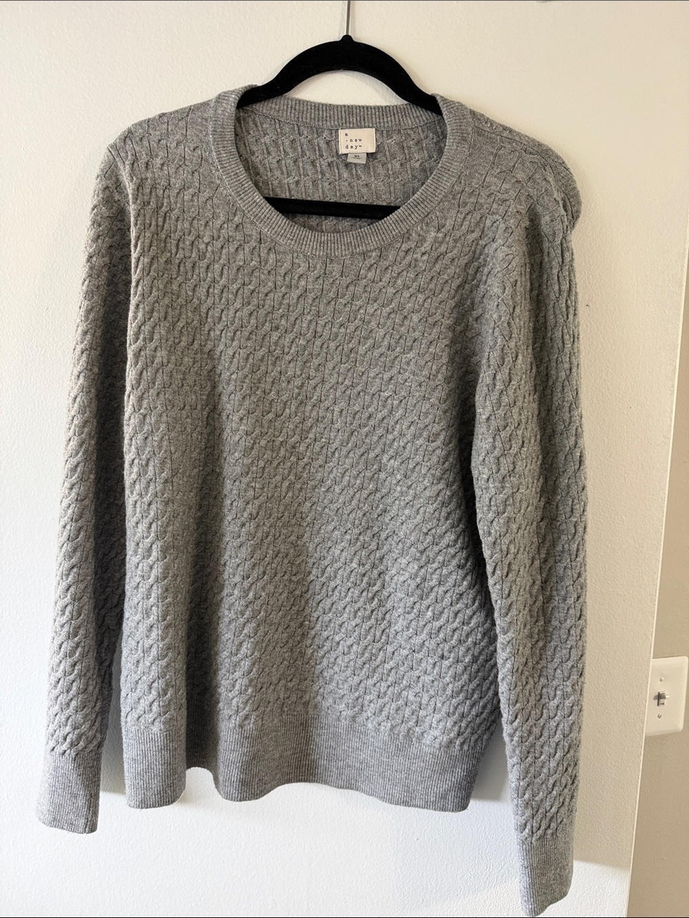 a new day Gray Cable Knit Crewneck Sweater
